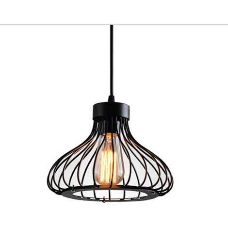 Suspension industrielle en métal, douille E27, style rétro, noire (1/5)