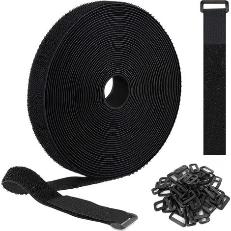 Attache Velcro Réglable - Sangle Nylon 5 M avec 25 Boucles Métalliques - Pour Organisation et Rangement - Lot de 1 (1/5)