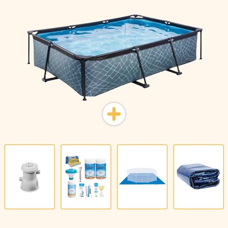 Exit-toys Piscine Exit Rectangulaire - Effet Pierre - 300x200x65 cm - 5-pièces S289 (1/5)