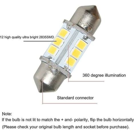 Marine-LED-Ersatzbirne, Bootsbirnen, superhell, 12 Volt, 32 mm, Glühbirnen für Bootsnavigationslichter, Bootsankerlicht, Decklichter, Buglicht, Heck (1/4)