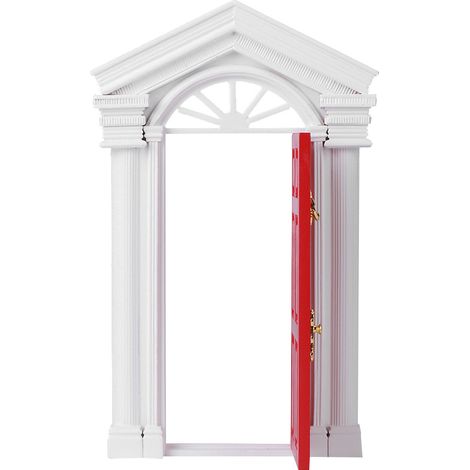 Maison de poupée miniature à l'échelle 1:12, petite porte féerique en bois de bouleau avec accessoires, rouge (1/5)
