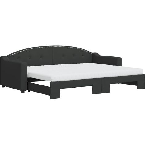 Maison Exclusive - Lit de jour avec lit gigogne et matelas noir 80x200 cm tissu