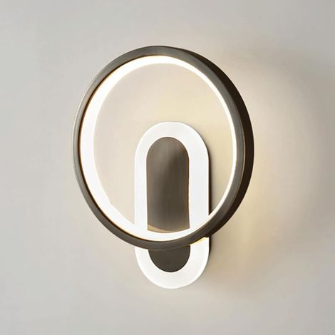 Applique murale annulaire noire, applique murale ronde en laiton avec abat-jour en silicone blanc, applique murale LED moderne - 36W - 3 modes couleur, appliques de chevet ultra-minces, appliques mura (1/5)