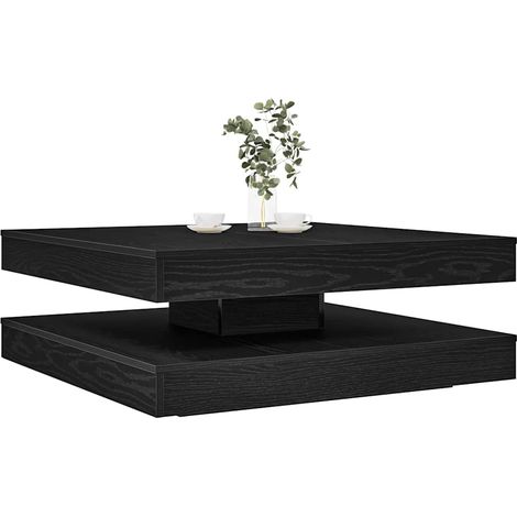 Table basse rotative à 360 degrés chêne noir 90x90x34,5 cm