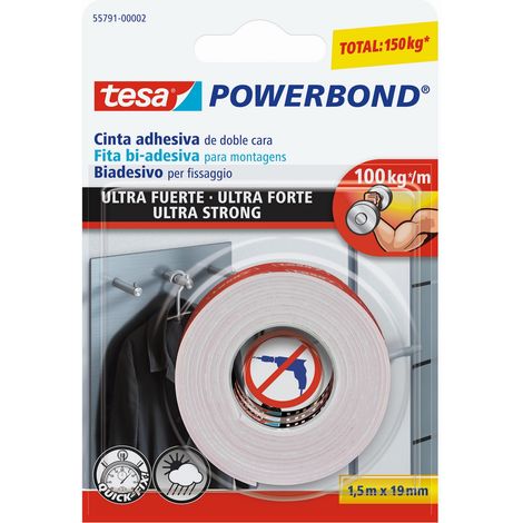 Tesa Powerbond nastro biadesivo bianco mt 1,5x19 mm tenuta forte (1/2)