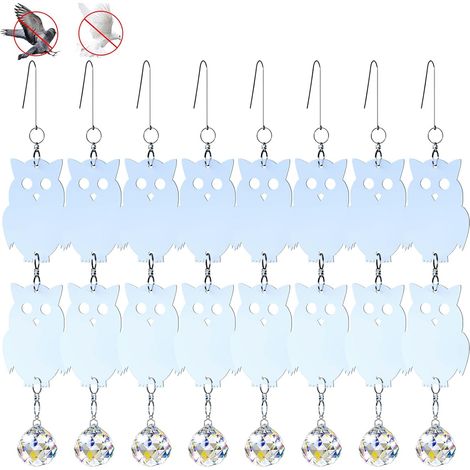 24 Pièces Effaroucheur Oiseaux Réfléchissant+Boule de Cristal Répulsifs Oiseaux Réfléchissants Set, Répulsifs réfléchissants, Effaroucheur Oiseaux, éloignez Les Oiseaux (24Hibou) (1/5)