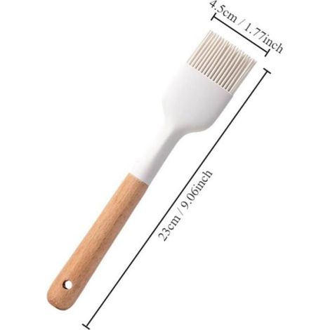 Brosse A Huile - Silicone Alimentaire - Manche Bois - Pour Cuisine Et Pâtisserie - Lot De 2 (1/5)