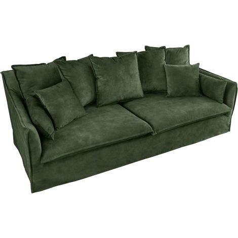 Sofa KALIA rechts – Samt dunkelgrün – 3-Sitzer – Zeitgenössischer Stil