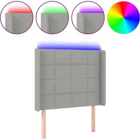 Maison Exclusive - Cabecero con LED de tela gris claro 93x16x118/ (1/5)