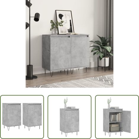 Buffet gris béton -  Buffets 2 pcs gris béton 40x35x70 cm bois d'ingénierie (1/5)