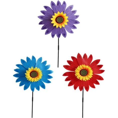 Tournesol Vent Spinner Tournesol Moulin à Vent Jardin Pinwheel pour pelouse Cour décor 3 pièces (1/5)