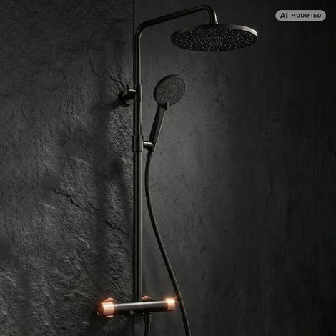 Système de douche PaulGurkes Noir Mat avec Douche Plafonnier Ensemble (1/5)
