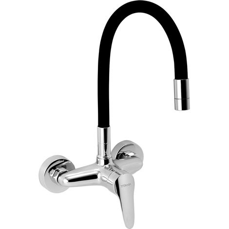 Novaservis Titania Iris New - Miscelatore da lavello con braccio di erogazione flessibile, nero/cromo 94480,0C