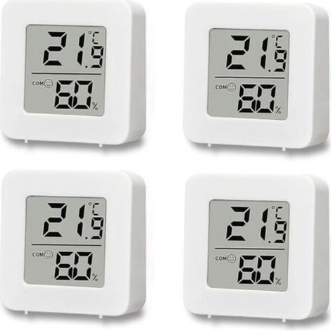 4 Pièces Mini Thermomètres Hygromètres LCD, Thermomètre Numérique Sans Fil Intérieur et Mesureur d’Humidité pour Chambre Bébé, Salon, Bureau, Serre (1/5)
