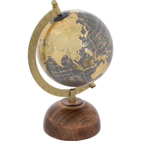 Mappamondo decorativo afonso h.24cm base albero di mango - Atmosphera créateur d'intérieur (1/2)