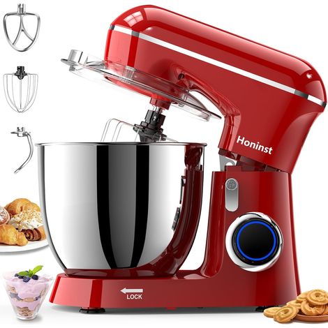 Robot Pâtissier Honinst 1400 W - Bol en Inox 6 L - 10 Vitesses avec Accessoires - Noir (1/5)