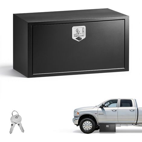 Boîte à Outils pour Camion 914x457x457 mm, Coffre à Outils sous Châssis ou sous Plateau, Rangement pour Benne Camionnette Fourgonnette Remorque SUV, en Acier Robuste avec Serrure et Clés, Noir (1/5)