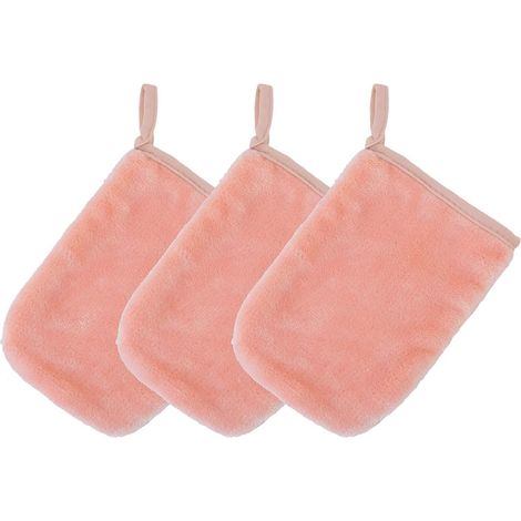 (13x9 Cm, 3 Gants, Rose)serviettes Dmaquillantes En Microfibres Premium - Soin Du Visage - Moelleux/hypoallergnique/sans Produits Chimiques (1/5)