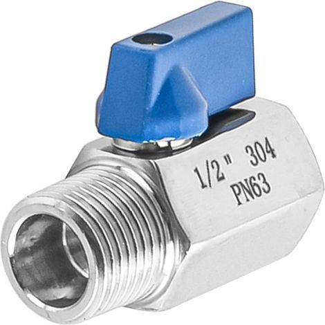 1 Vanne à boisseau sphérique, Acier inoxydable 304, Filetage 1/2 pouce, Femelle x Mâle, Pour maison et industrie (1/5)
