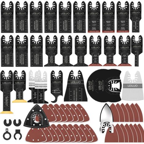 Kit de 156 lames d'outils multifonctions pour couper, poncer et gratter - Accessoires universels avec sac de rangement - Compatible avec 156 et plus encore