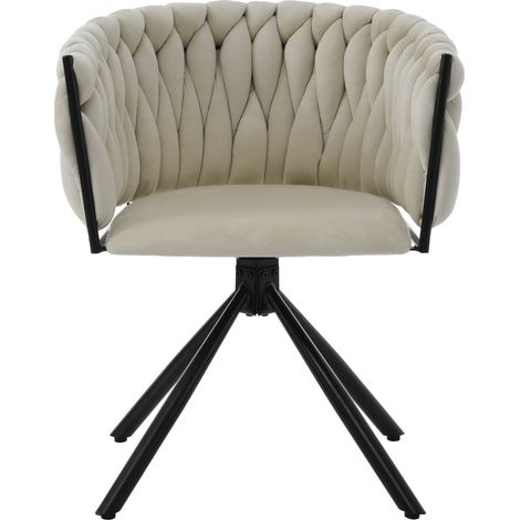 Chaise pivotante luxe velours beige - 1 place, pieds métal, pour salon/chambre - Salle à manger design (1/5)