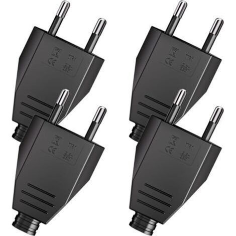 (Noir)4 Pièces Fiche Européenne Plate, Prise Electrique Male 250V 2.5A, Fiche Euro Schuko Fiche D'alimentation Domestique Décorative à Encastrer ou à Remplacer (1/5)