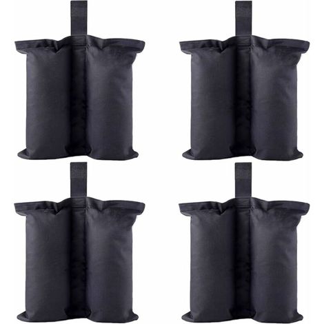 4 PCS Sac de poids robuste à double couture, poids de jambe pour auvent dépliant, tente lestée, sac de sable, sac d'extérieur noir (1/4)