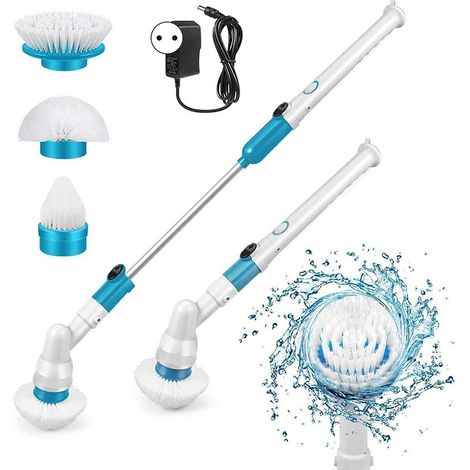 Brosse de nettoyage électrique sans fil à rotation automatique pour douche, avec 3 têtes de rechange, prise UE, usage salle de bain
