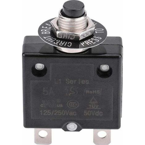 Disjoncteur 15A Interrupteur thermique de réinitialisation en option, 125-250V AC 50V DC Disjoncteur à bouton-poussoir de protection contre les surcharges de courant (1/4)