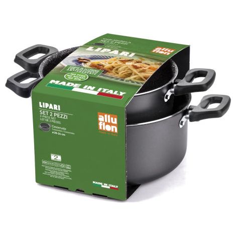 Moneta Lipari Set 2 Casseruole 20 cm 24 cm Alluminio Antiaderente Artech senza Nickel e BPA