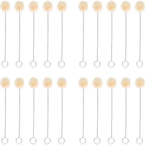 Boule de laine brosse outil de polissage de teinture du cuir 20 pièces boule de laine haute densité avec poignée en métal robuste pour les projets de bricolage en cuir (1/5)