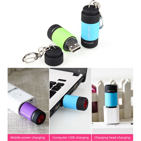 Mini lampe de poche porte-clés rechargeable LED étanche (1/5)