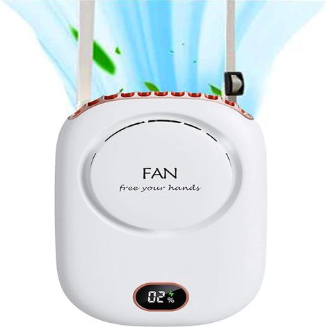 Petit ventilateur blanc sans fil et silencieux, avec clip pour le cou, la table ou la ceinture. Trois modes de ventilation. Ventilateur portable rechargeable pour l'extérieur. (1/5)