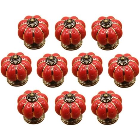 Poignée en céramique Poignée de porte monotrou pour armoire simple Quincaillerie de meubles (516-trou unique (rouge) 10pcs)Convient pour un usage domestique (1/5)