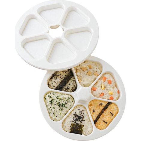 Moule à Sushi - Moule Onigiri - Triangulaire - 6 Compartiments - Pour Bento - Blanc (1/5)