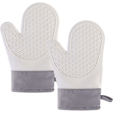Gants De Cuisson - Résistants À La Chaleur Jusqu'à 260 °C - En Silicone Et Coton - Pour Four Micro-ondes Grill Extérieur - Lot De 2 (1/5)