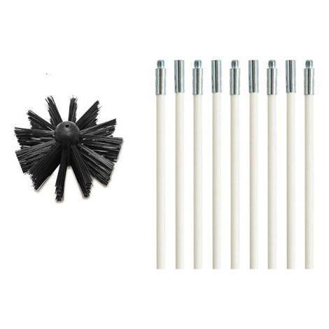 Kit de Nettoyage pour Conduit de Sécheuse - Brosse Flexible Anti-Peluche Extensible jusqu'à 6 Mètres (9 Tiges + 1 Tête) (1/4)