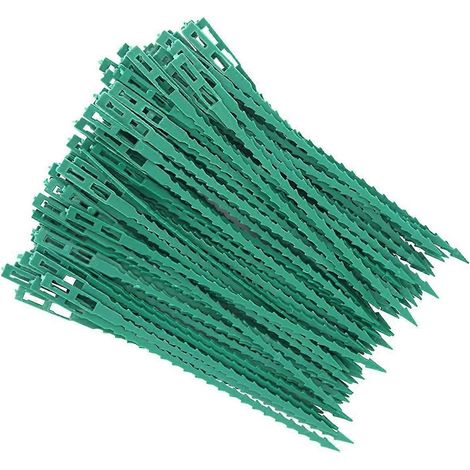 Lot de 100 tuteurs pour tomates, arbres et plantes, attaches réglables et colliers de serrage en plastique pour le jardinage amateur. (1/5)