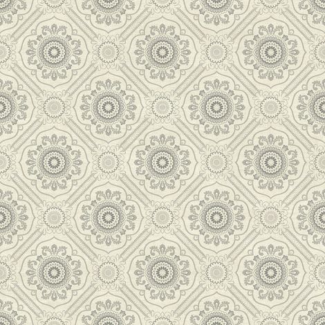 Wallquest Floral Brocade Grey Wallpaper Flowers Classic Acrylic Coated (1/4)