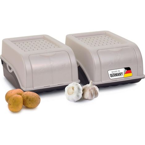 Boîtes rangement pommes de terre 2 x 3,5 L blanc nacré