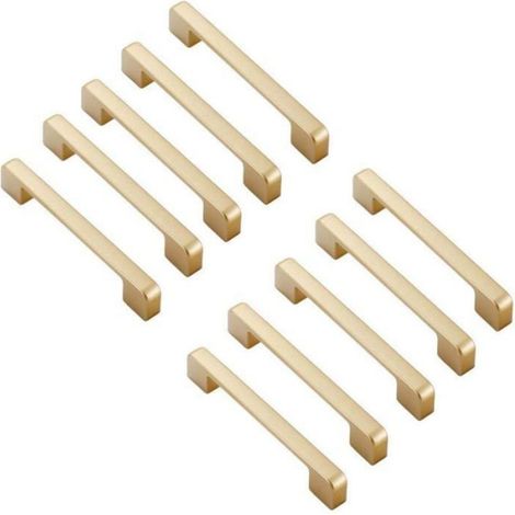 Poignée Meuble - Dorée - Entraxe 96 mm - Pour Cuisine Placard Tiroir - Lot de 10 (1/4)