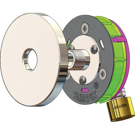 Sortie de cloison STARFIX MONO PER à glissement Ø16 - M3/8" (12/17) coudée - Anquier