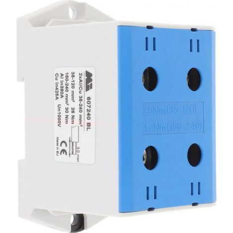 2-Spur-Schienenverbinder 35–240 mm² blau Euro MultiOTL 240 2xAl/Cu 607240 BL