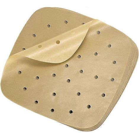 Papier sulfurisé pour friteuse à air chaud, 200 feuilles antiadhésives, format carré, perforé, non blanchi, pour cuisson vapeur, 20 cm (8 pouces). (1/5)