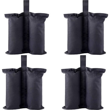 Sacs de lestage pour tente escamotable - Sacs de sable pour pieds d'ombrage instantané (lot de 4, 34 cm x 35 cm, noir) (1/3)