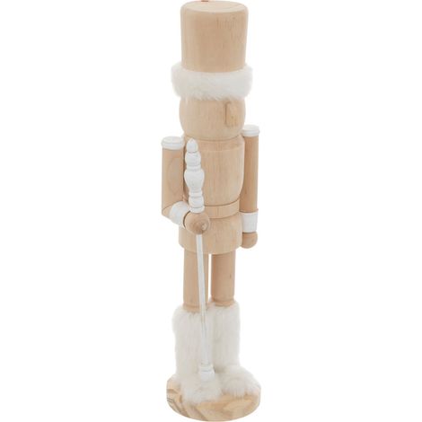 Déco de Noël Figurine Casse-Noisette Bois et fourrure Blanche H 38 cm - Feeric Christmas (1/2)
