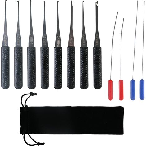 12 Pièces Kit De Crochetage Serrure, Extracteur Clé Cassée En Acier Inoxydable, Outil Manuel Pour Enlever Les Objets Étrangers, Avec Pochette Noire (1/5)