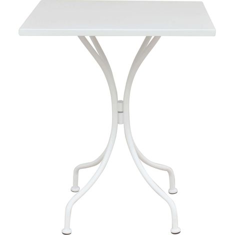 Quadratische Tabelle 60x60 cm vom Outdoor -Garten mit Struktur und Oberseite in Großbritannienstahl aus - White
