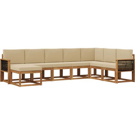 Outdoor Sofa Set 8 pcs Natural and Beige Solid Acacia Wood vidaXL (1/5)