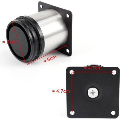4x Pied de meuble réglable acier inoxydable rond diamètre 5cm Hauteur 60mm (1/4)